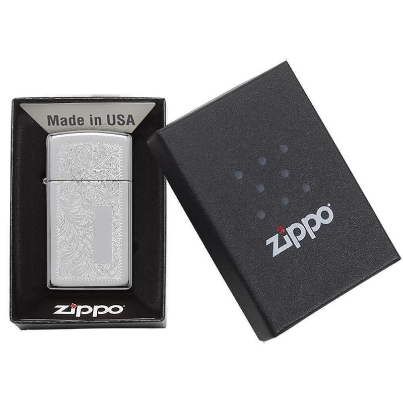 Запалка Zippo 1652 Venetian Polished Chrome, Slim