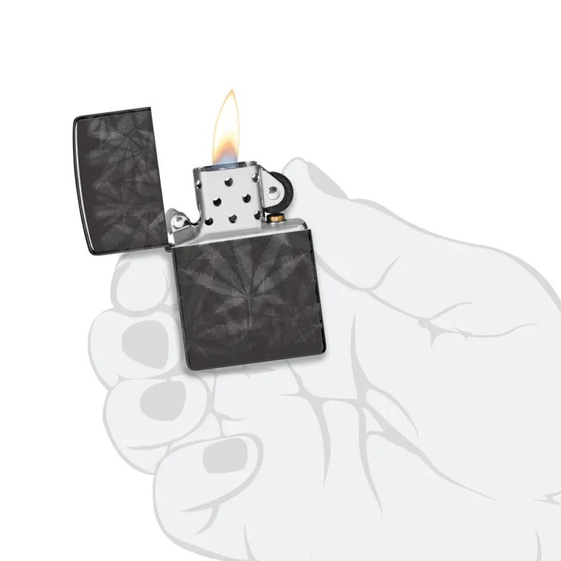 Запалка Zippo - Cannabis Design High Polish Black