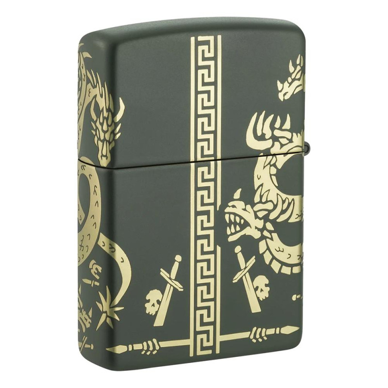 Запалка Zippo - Dragon Design Green Matte Laser 360°