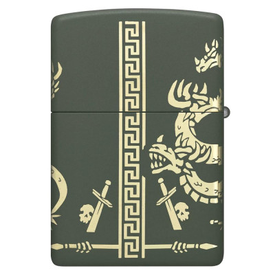 Запалка Zippo - Dragon Design Green Matte Laser 360°