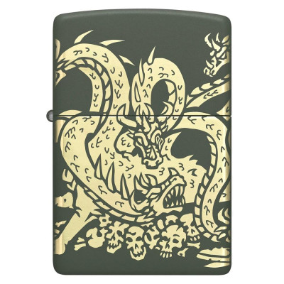 Запалка Zippo - Dragon Design Green Matte Laser 360°