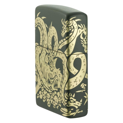 Запалка Zippo - Dragon Design Green Matte Laser 360°