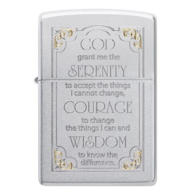Запалка Zippo Serenity Prayer, Satin Chrome